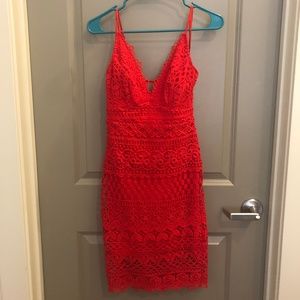 Lulu's red Lace up back dress